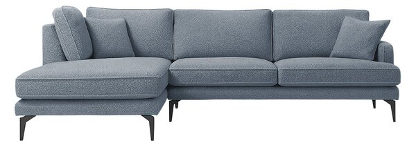 Colțar Fix AZURRO, 280x90/180x85 cm, Stanga / Albastru-Mystery