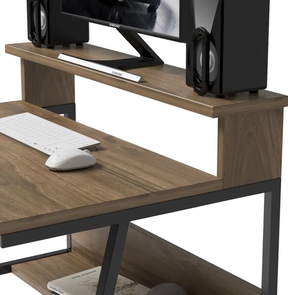 Birou/masa PC, Hodor Homs, nuc/negru,86x70x50 cm