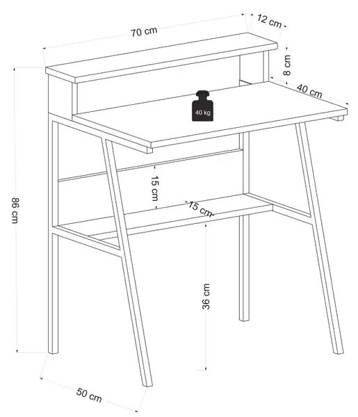 Birou/masa PC, Hodor Homs, nuc/negru,86x70x50 cm