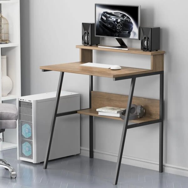 Birou/masa PC, Hodor Homs, nuc/negru,86x70x50 cm