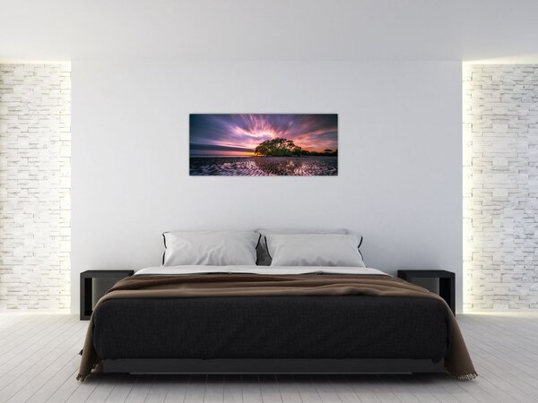 Tablou copacului pe plajă (120x50 cm)