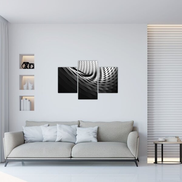 Tablou abstract - spirală alb neagră (90x60 cm)