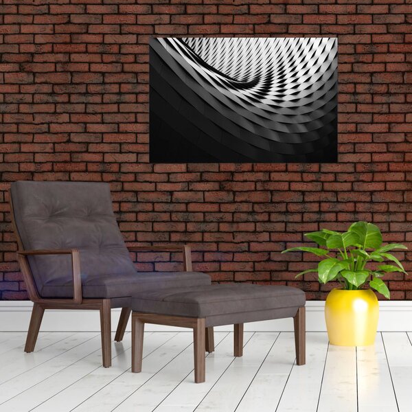 Tablou abstract - spirală alb neagră (90x60 cm)
