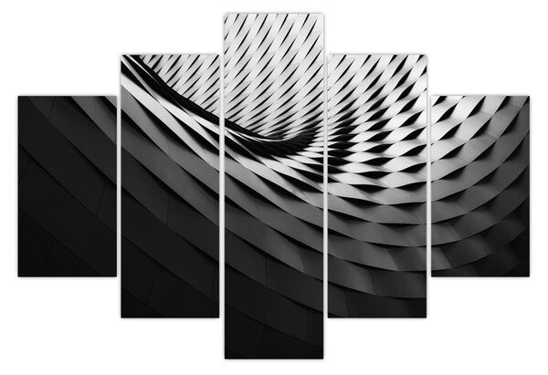 Tablou abstract - spirală alb neagră (150x105 cm)
