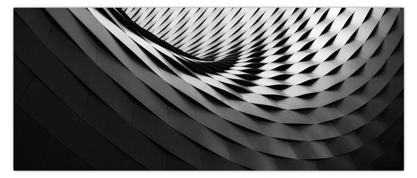 Tablou abstract - spirală alb neagră (120x50 cm)