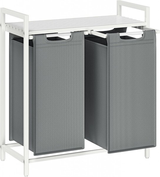 Cos de rufe, Vasagle, Alb-Gri deschis, 73x33x71 cm