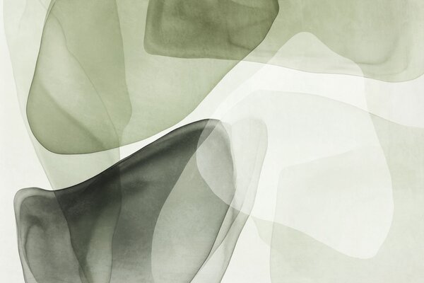 Tapet Forme abstracte în nuanțe de verde, cu efect de straturi texturate și translucide, Fototapet Abstract, w10022v2 : Uwalls.ro