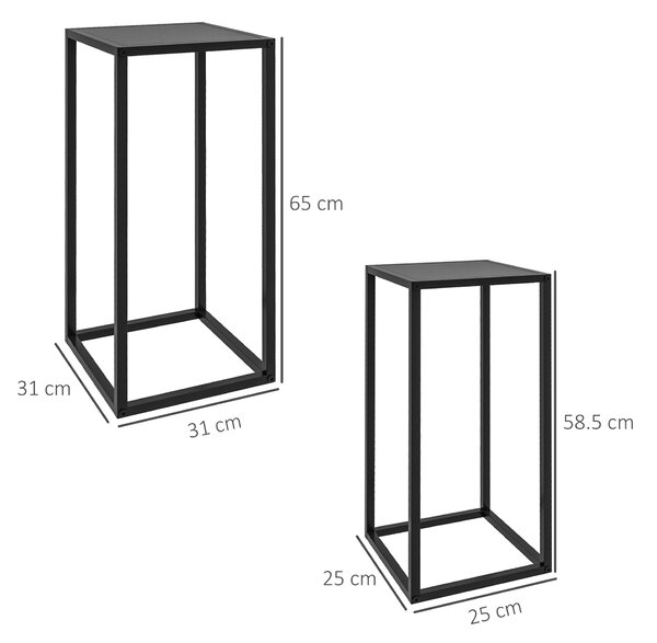 Outsunny Set de 2 Suporturi din Metal pentru Plante, Raft de Expunere a Florilor Stivuibil pentru Utilizare in Interior sau in Aer Liber | Aosom RO