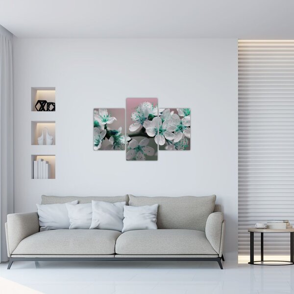 Tablou cu floare - turcoaz (90x60 cm)