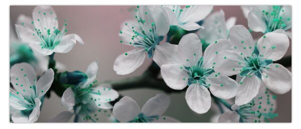 Tablou cu floare - turcoaz (120x50 cm)