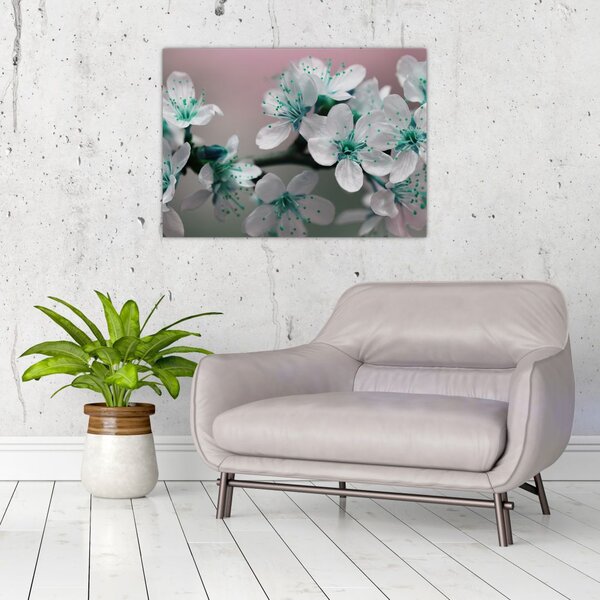 Tablou cu floare - turcoaz (70x50 cm)