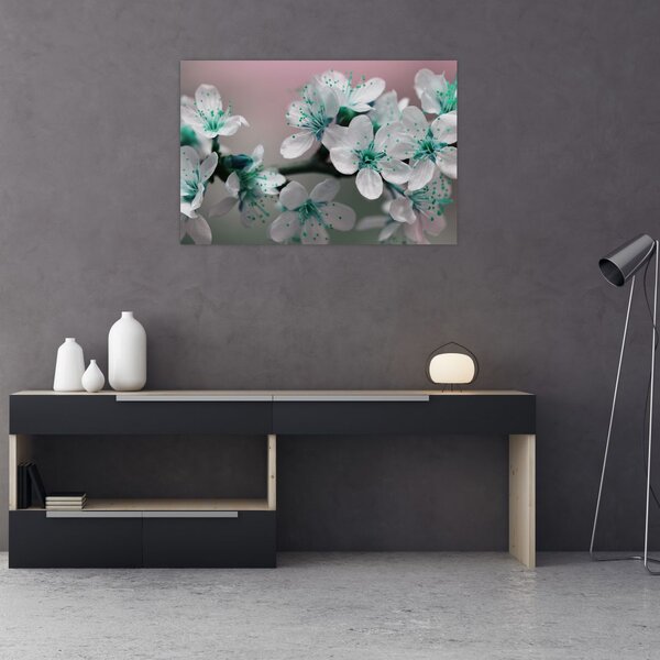 Tablou cu floare - turcoaz (90x60 cm)