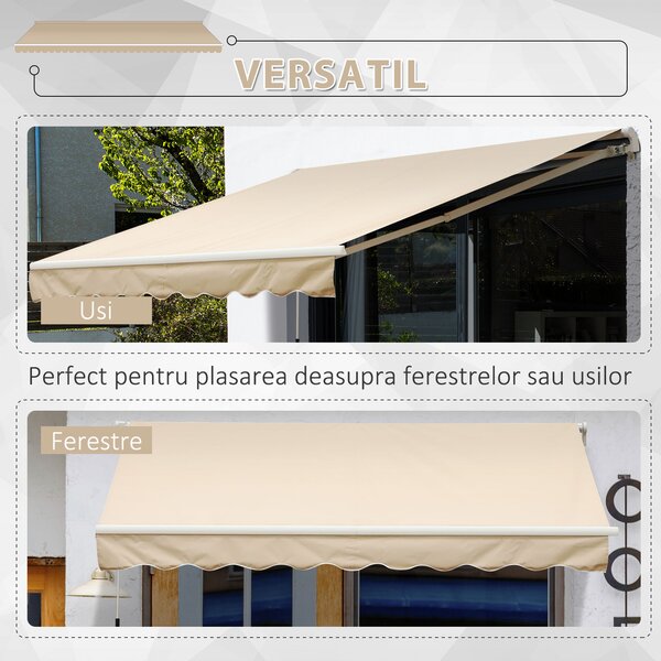 Outsunny Perdea Parasolar Rulou de Perete pentru Exterior, Impermeabilă, din Aluminiu și Poliester, 3x2.5m, Bej | Aosom Romania