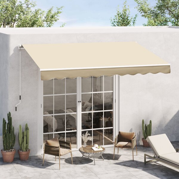 Outsunny Perdea Parasolar Rulou de Perete pentru Exterior, Impermeabilă, din Aluminiu și Poliester, 3x2.5m, Bej | Aosom Romania