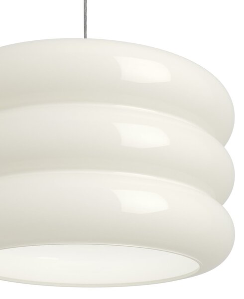 EGLO Lampă suspendată Tortora, albă, Ø 30 cm, sticlă, E27, reglabil, Alb, Camera de zi / sufragerie, Sticlă, Viața tânără