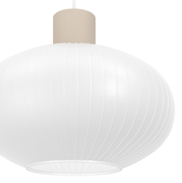 EGLO Lampă suspendată Dasmina, Ø 25 cm, alb/nisipiu, sticlă, E27, reglabil, Alb, Camera de zi / sufragerie, Sticlă, Viața tânără