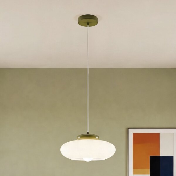 EGLO Lampă suspendată Berardelli, albastru/dud, plată, Ø 30 cm, sticlă, reglabil, Albastru, Camera de zi / sufragerie, Sticlă, Modern