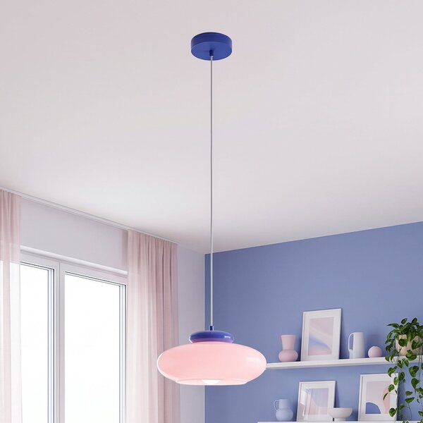 EGLO Lampă suspendată Berardelli portocaliu/verde, plată, Ø 30 cm, sticlă, E27, reglabil, Portocaliu, Camera de zi / sufragerie, Sticlă, Modern
