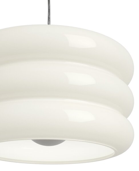 EGLO Lampă suspendată Tortora, albă, Ø 20 cm, sticlă, E27, reglabil, Alb, Camera de zi / sufragerie, Sticlă, Viața tânără