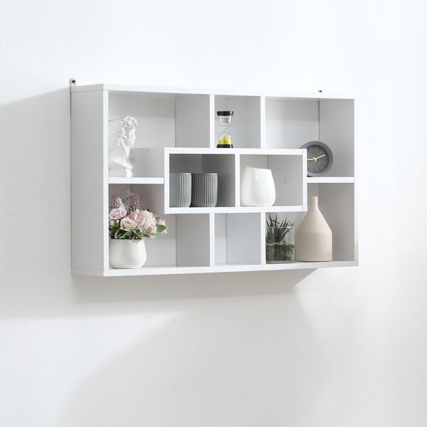 HOMCOM Bibliotecă Modernă de Perete, Rafturi Spatioase, 85x47.5x14.5 cm, Alb | Aosom Romania