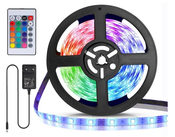 Aigostar - Bandă LED RGB reglabilă 5 m LED/24W/12/230V IP65 + telecomandă