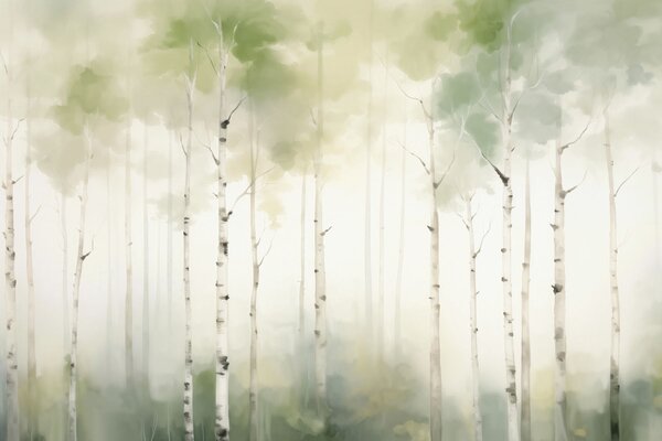 Tapet Mesteacăn, Fototapet pădure, Fototapet Birches, w05676 : Uwalls.ro