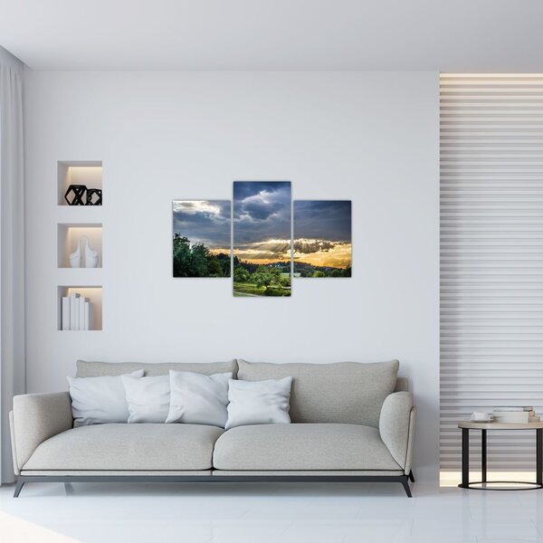 Tablou cu peisaj și raze de soare (90x60 cm)
