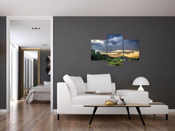 Tablou cu peisaj și raze de soare (90x60 cm)