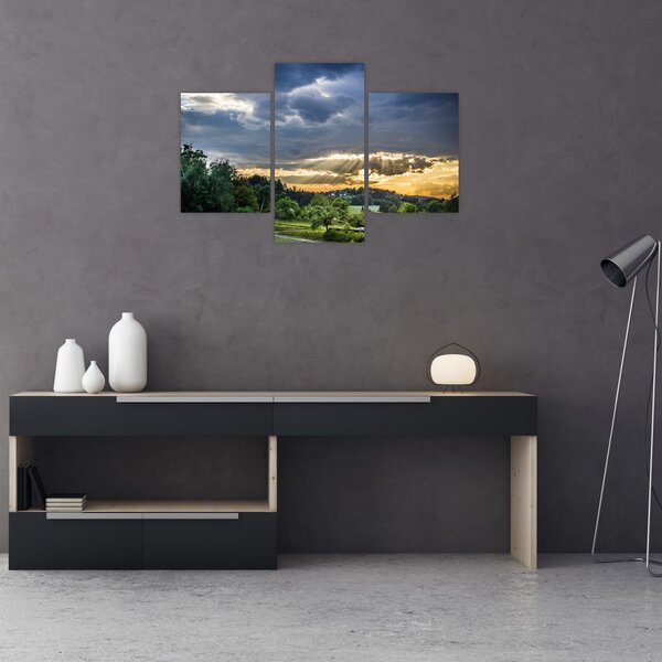 Tablou cu peisaj și raze de soare (90x60 cm)