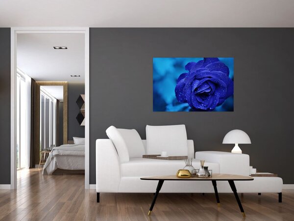 Tablou cu trandafir albastru (90x60 cm)