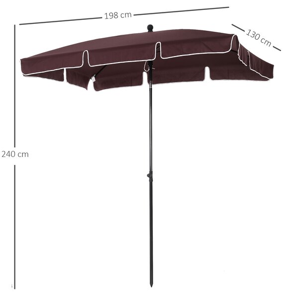 Umbrela Parasolarar dreptunghiulara Outsunny 200×125×235cm Maro | Aosom Romania