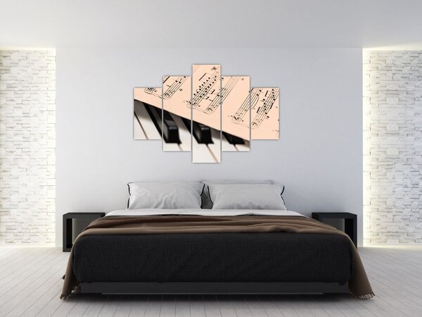 Tablou cu pian și notele muzicale (150x105 cm)