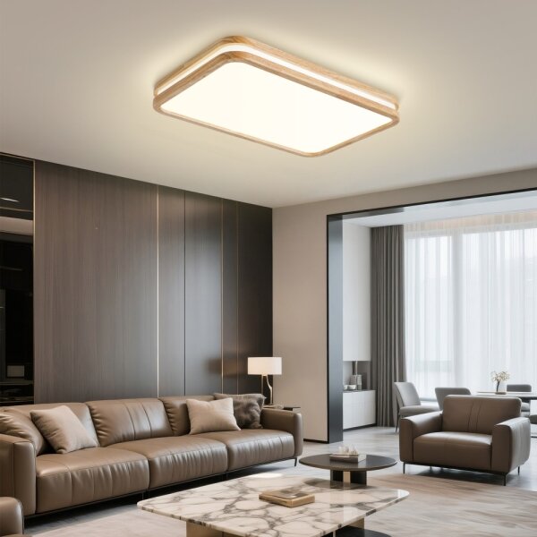 Brilagi - Corp de iluminat LED reglabil MOLINA SQUARE LED/54W/230V stejar 60x40 cm + telecomandă