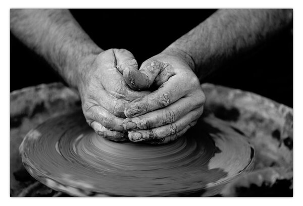 Tablou alb negru - producția de ceramică (90x60 cm)