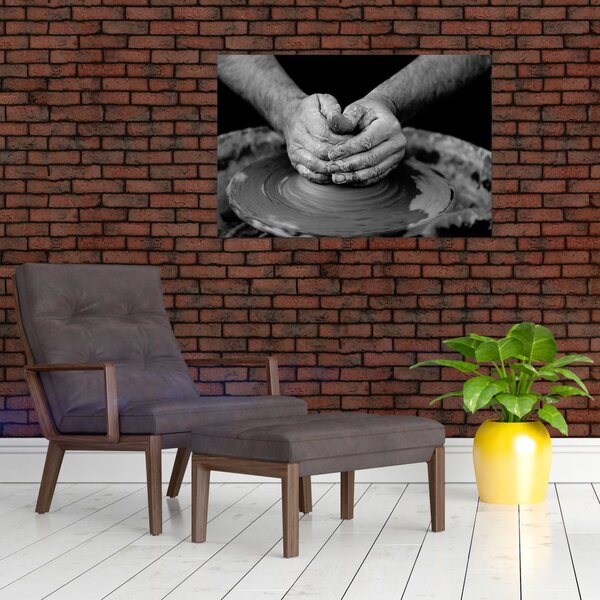 Tablou alb negru - producția de ceramică (90x60 cm)