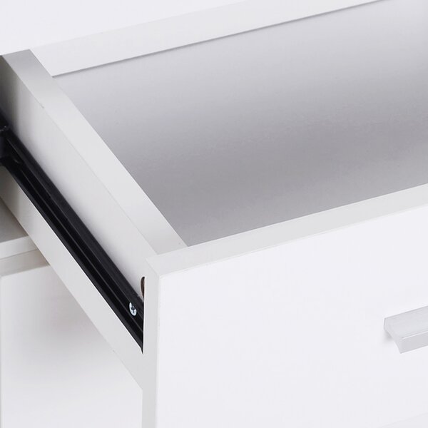 HOMCOM Dulapior Multifuncțional cu 3 Uși și 2 Sertare, Design Modern, Lemn Granulat, Alb, 106x35x76cm | Aosom Romania