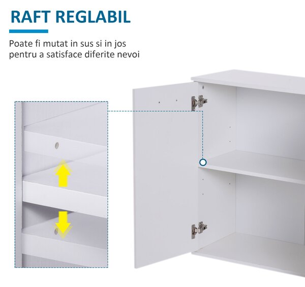 HOMCOM Dulapior Multifuncțional cu 3 Uși și 2 Sertare, Design Modern, Lemn Granulat, Alb, 106x35x76cm | Aosom Romania