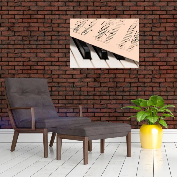 Tablou cu pian și notele muzicale (70x50 cm)