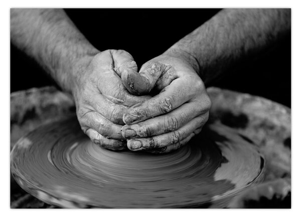 Tablou alb negru - producția de ceramică (70x50 cm)