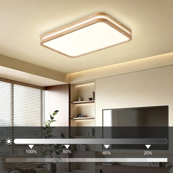 Brilagi - Corp de iluminat LED reglabil MOLINA SQUARE LED/54W/230V stejar 60x40 cm + telecomandă