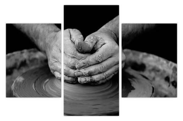 Tablou alb negru - producția de ceramică (90x60 cm)