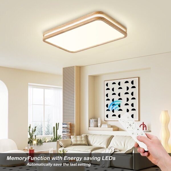 Brilagi - Corp de iluminat LED reglabil MOLINA SQUARE LED/54W/230V stejar 60x40 cm + telecomandă