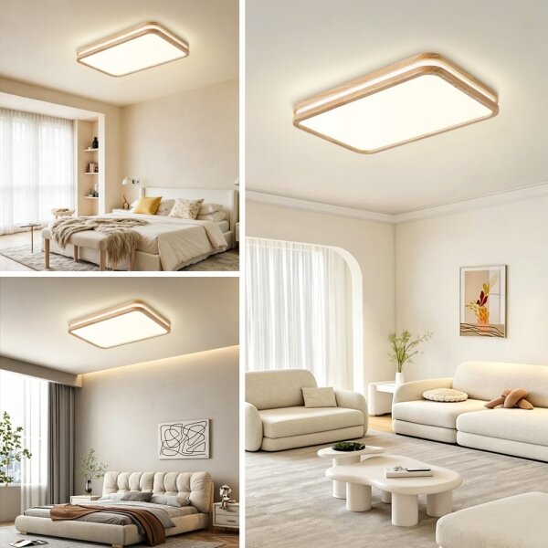 Brilagi - Corp de iluminat LED reglabil MOLINA SQUARE LED/54W/230V stejar 60x40 cm + telecomandă