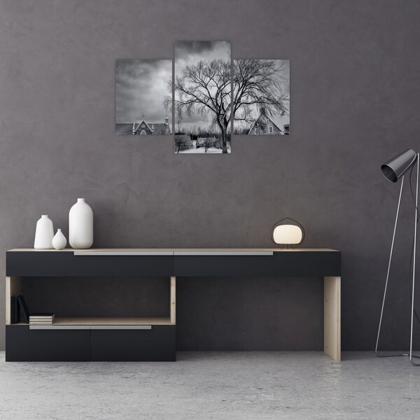 Tablou cu sat alb negru (90x60 cm)