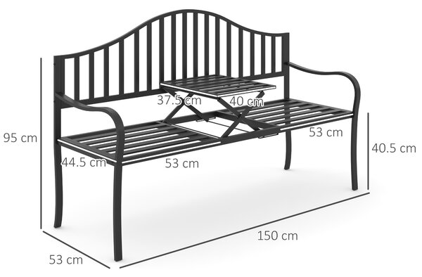Outsunny Bancuta de Gradina In Fier Forjat cu Dungi Negru | Aosom Romania