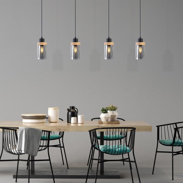 Candelabru pe cablu WOODNEST 1xE27/15W/230V pin/negru fumuriu
