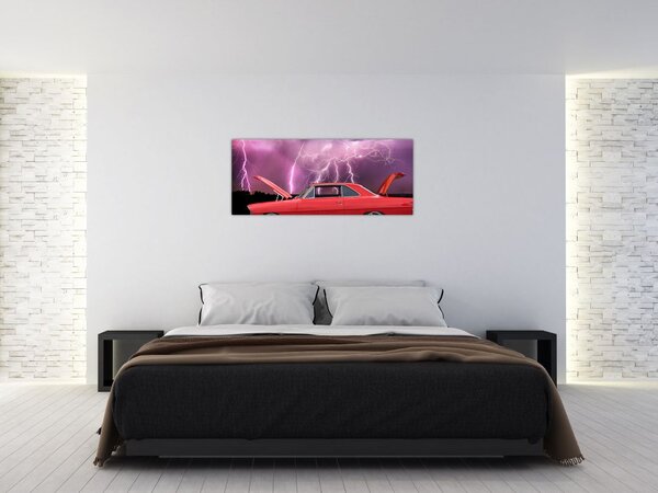 Tablou cu mașina roșie (120x50 cm)