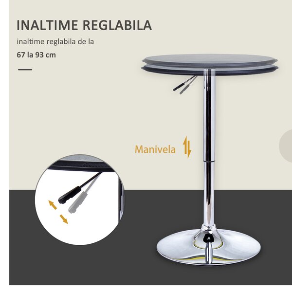 HOMCOM Masă Rotativă 360°, Înălțime Ajustabilă, Design Modern, Negru | Aosom Romania