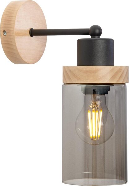 Lampă de perete WOODNEST 1xE27/15W/230V lemn de pin/negru fumuriu