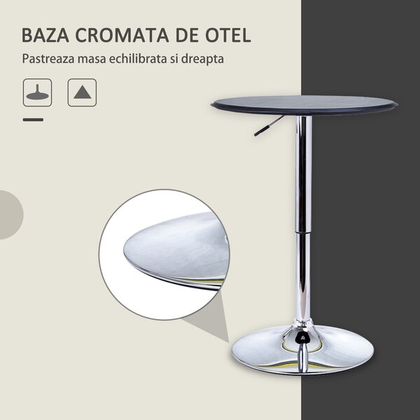 HOMCOM Masă Rotativă 360°, Înălțime Ajustabilă, Design Modern, Negru | Aosom Romania